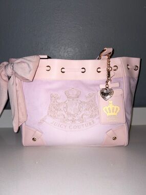 Juicy Couture Classic Scotty Daydreamer Tote Lilac Pink Bow Charm Bag Y2K